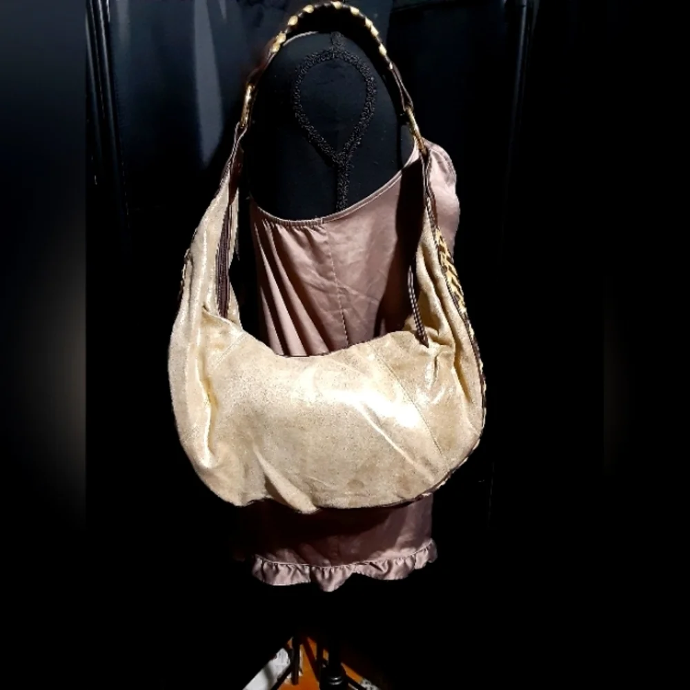 Bisou Bisou Styllish Tan Cream and Brown Women's Handvag Boho Zip Closure